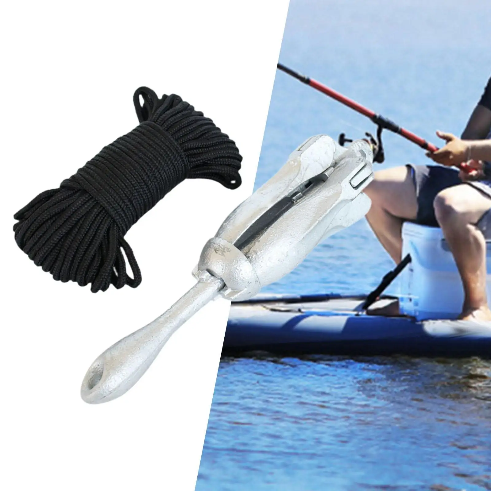 

Boat Anchor Portable with Marine Rope Grapnel Anchor for River Kayak Raft