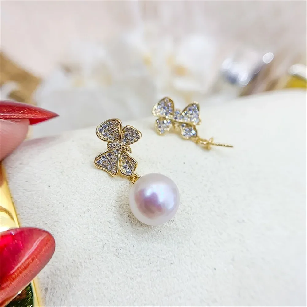 925 Silver Pearl Beads Stud Earrings Setting Base Diy Jewelry Making Findings&Components No Pearl E020