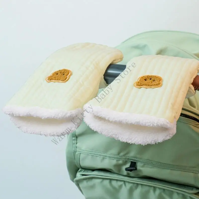 Outdoor Winter Thick Warm Baby Stroller Handmuff Universal Windproof Thick Fleece Lining Pushchair Gloves Accessories