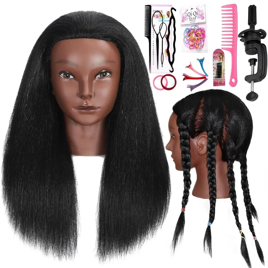 

18 головок манекена со 100% настоящими человеческими волосами для профессиональной парикмахерской практики в салоне или тренировочной среде, идеально подходит для бюстгальтера