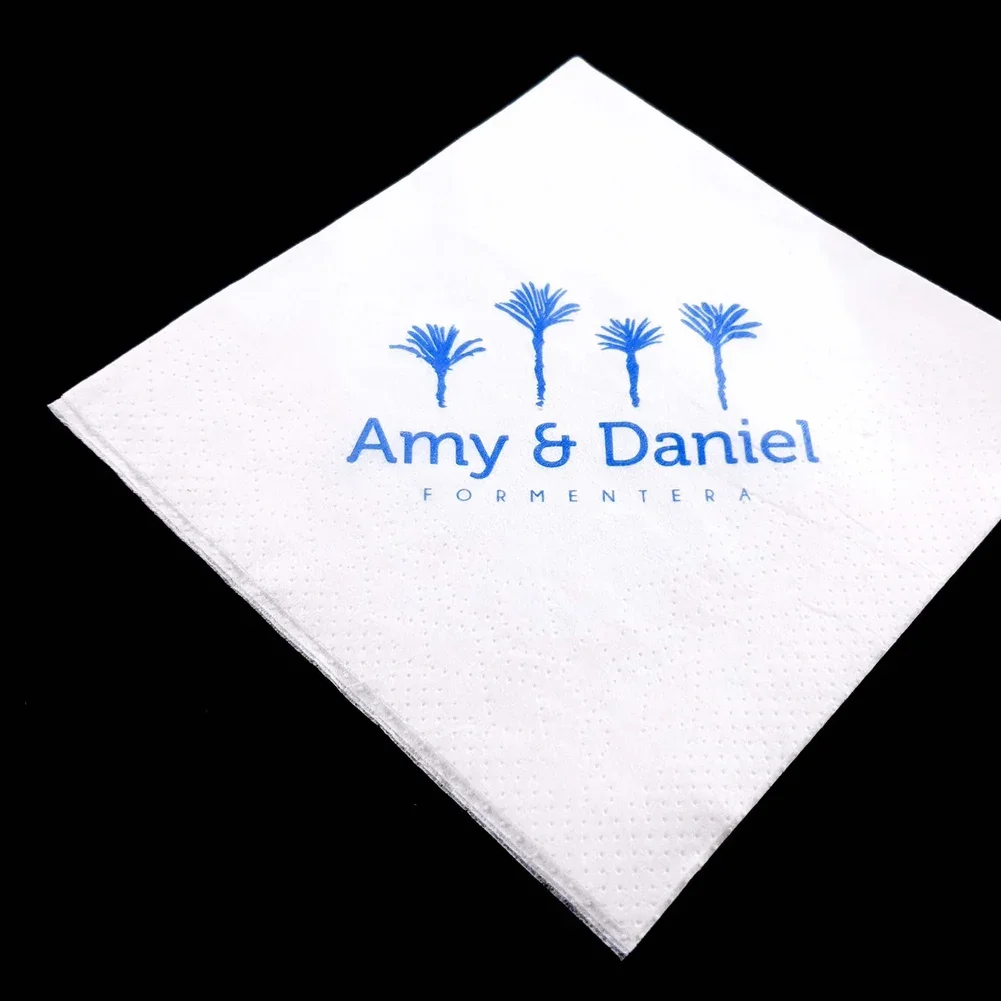 Set of 50 Personalized Napkins * Dinner Napkins * Wedding Serviette * Custom Cocktail Napkins