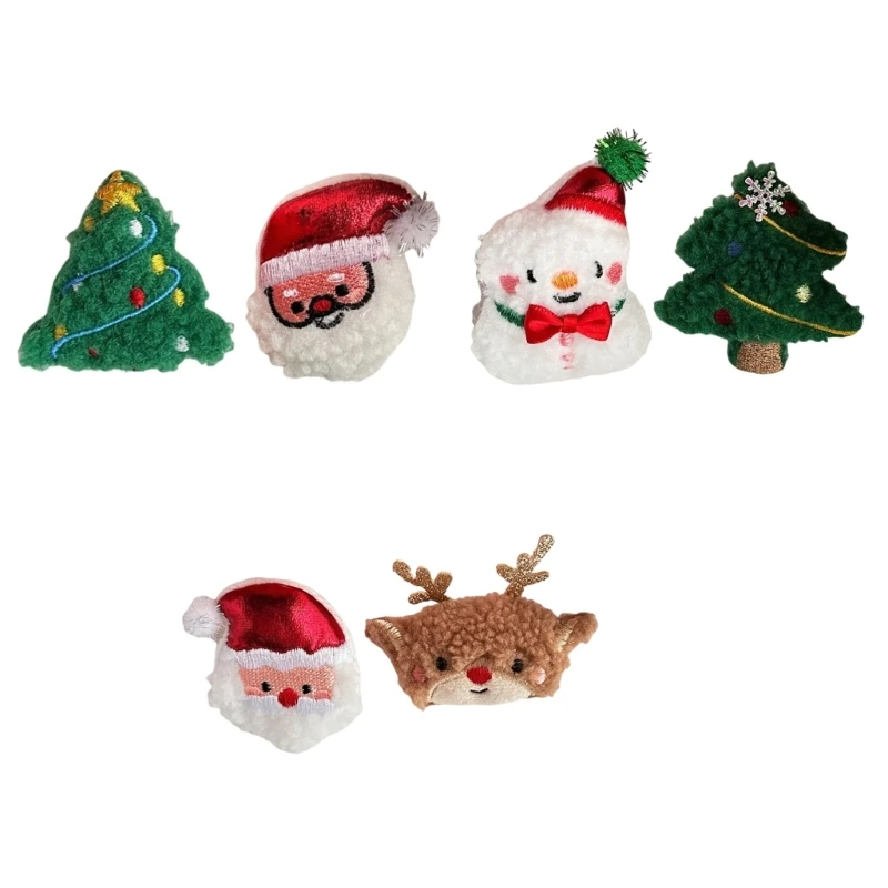 2PCS Holiday Theme Plush Brooch Christmas Stuffed Brooch Jewelry for Clothes and Bags Decors Festival Outfit Accessories