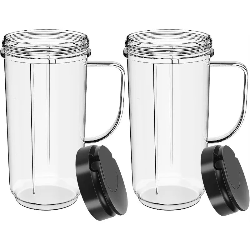 2 Pack Tall 22oz Cup with Flip Top To-Go Lid Compatible with Magic Bullet 250w MB1001 Mugs Cups Blender Juicer Mixer Accessories