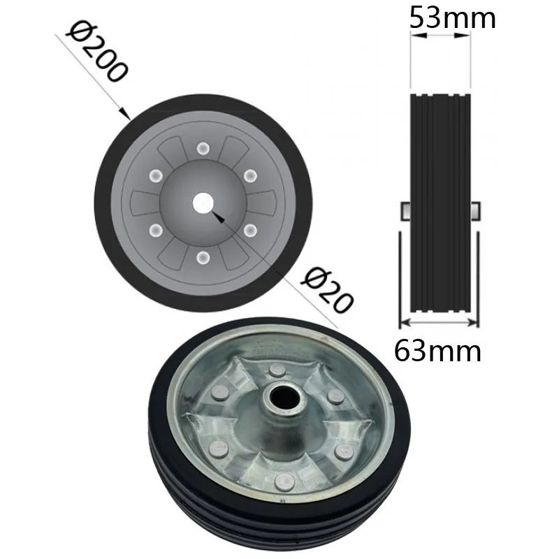 CVP Spare Wheel for Trailer Jack Jockey Wheel 200mm Replacement Parts RV Parts Camper Components Caravan Accessories