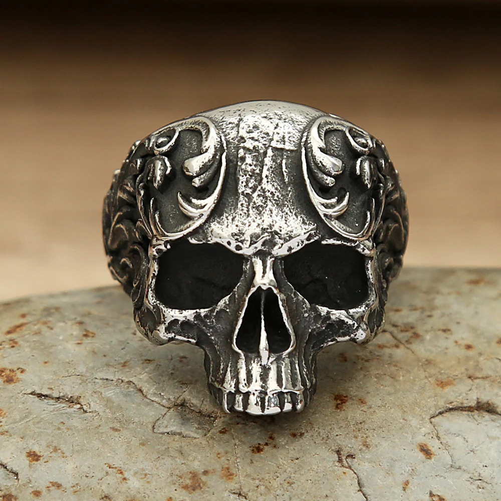 Men\'s Vintage Skull Ring Gothic 316L Stainless Steel Biker Rings For Men Women Punk Motorcycle Band Jewelry Gift Dropshipping