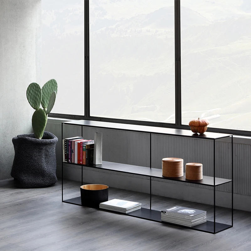 

Nordic wrought iron floor bookshelf living room bedroom shelf simple baffle shelf entrance sofa decorative shelf