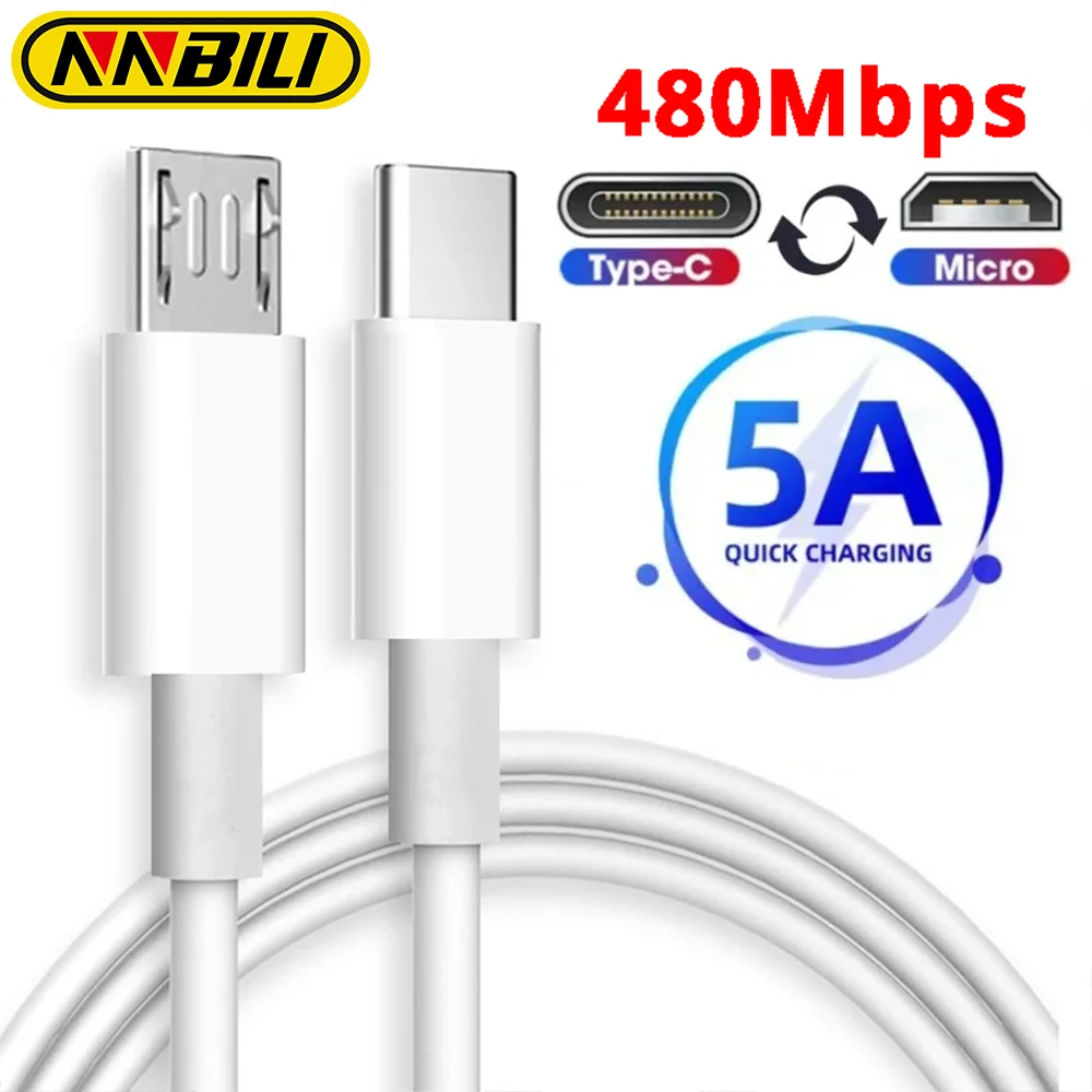 Кабель для быстрой зарядки и передачи данных с USB Type-C (папа) на Micro USB (папа)