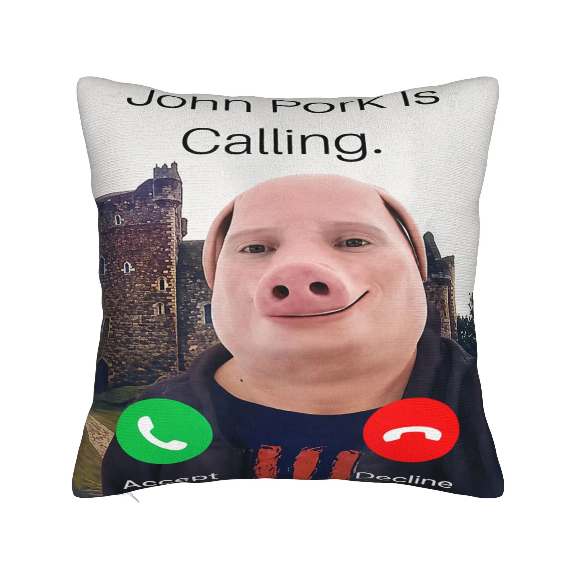 John Pork is Calling Funny Brainrot Meme Pillow Case  Comfy Pillow Cover For Living Room Sofa Novelty Pillowcases