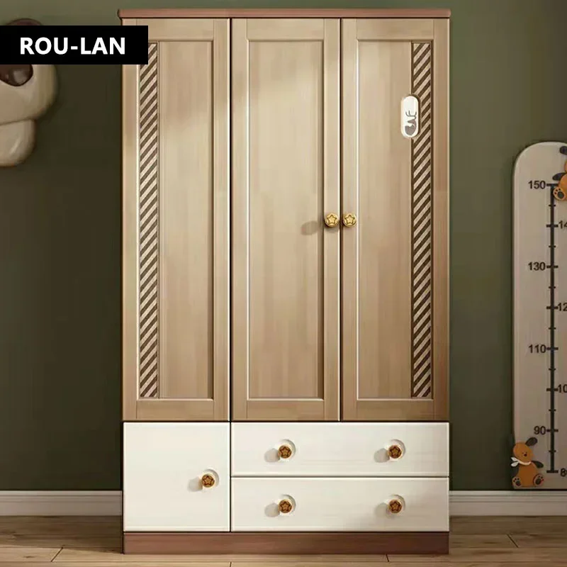 Armoire à deux portes pour enfants, armoire à trois portes avec deux égouts de proximité, meubles de chambre à coucher modernes pour enfants, Psychde rangement