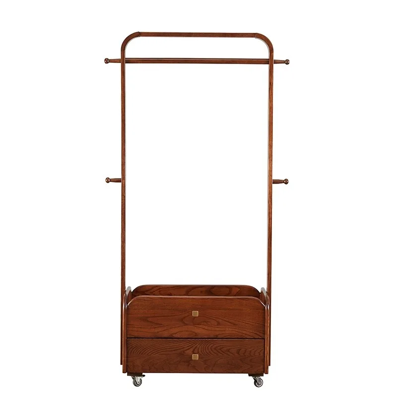 All solid wood floor-to-ceiling hanger bedroom modern simplicity integrated multi-functional coat rack with drawer storage layer