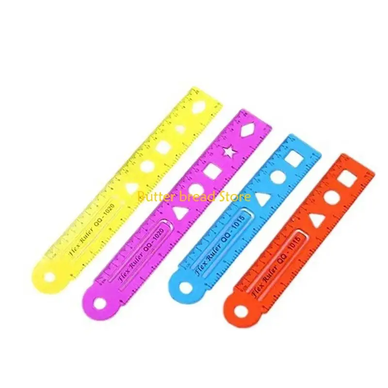 W89C 4 Pcs/Set 15/20/30cm Straight Ruler Flexible Ruler Soft Ruler Bendable Ruler