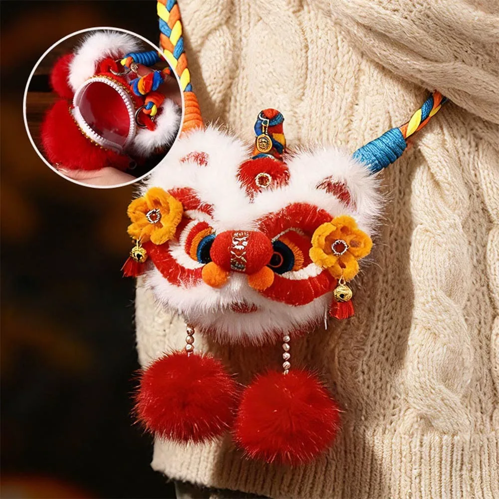 

Креативный подарок: Вязаная новогодняя сумка через плечо ручной работы, красная, детская сумка-лев, стильная сумка-кроссбоди