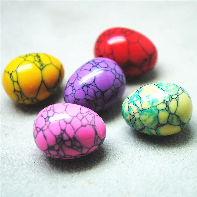 

8PCS New Crack Turquoise Stone Egg Shape 15X20MM NO HOLE For Jewelry Display Or Craft Showing Good For Your Usings Free Shipping