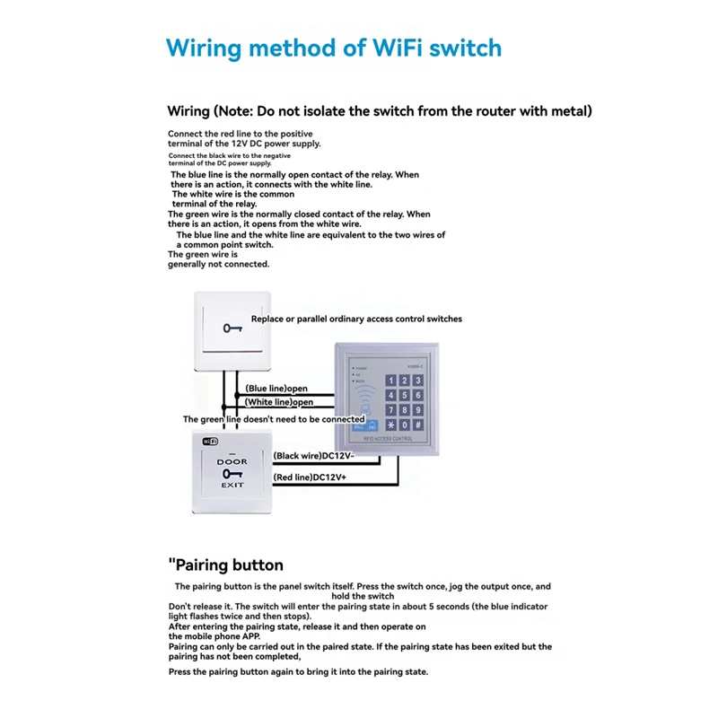 ABSQ-Tuya Smart Life Wifi Pulsante di uscita porta Controllo vocale da remoto Apertura porta Interruttore a pulsante a rilascio wireless per serratura