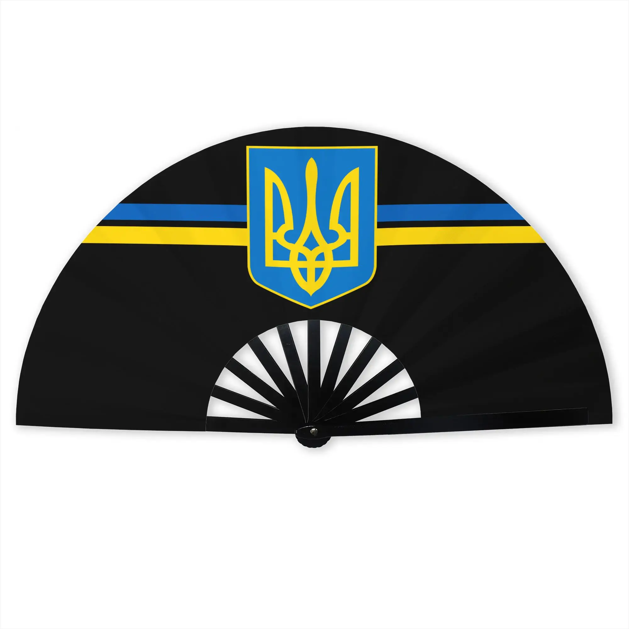 Flag Of Ukraine Folding Hand Fan Personalized Ukrainian Heart Polyester Fabric Fan Novelty Summer Accessory Decorative Fans