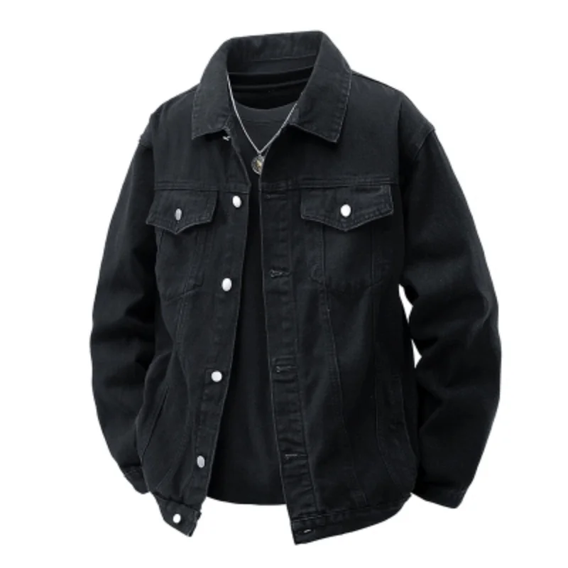 

2026 Spring New Men'S Retro Fashion Trend Loose Denim Workwear Washed Lapel Loose Casual single-breasted Versatile Jacket