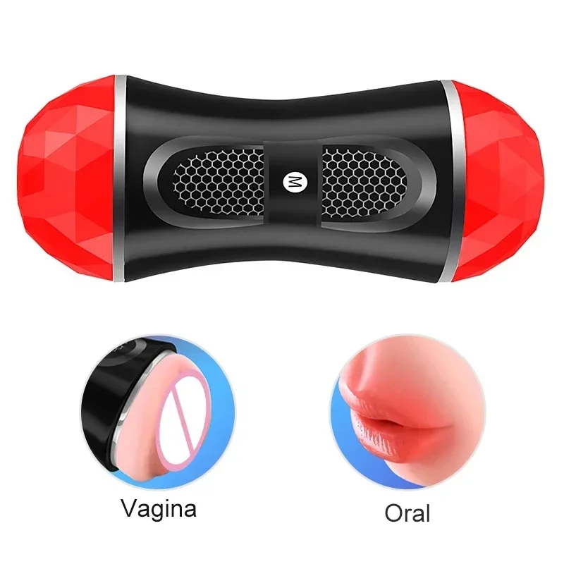 Realistic Pussy Vagina Male Masturbator Cup Soft Silicone Penis Sucking Oral Vibration Sex Machine Erotic Adult Sex Toys For Men