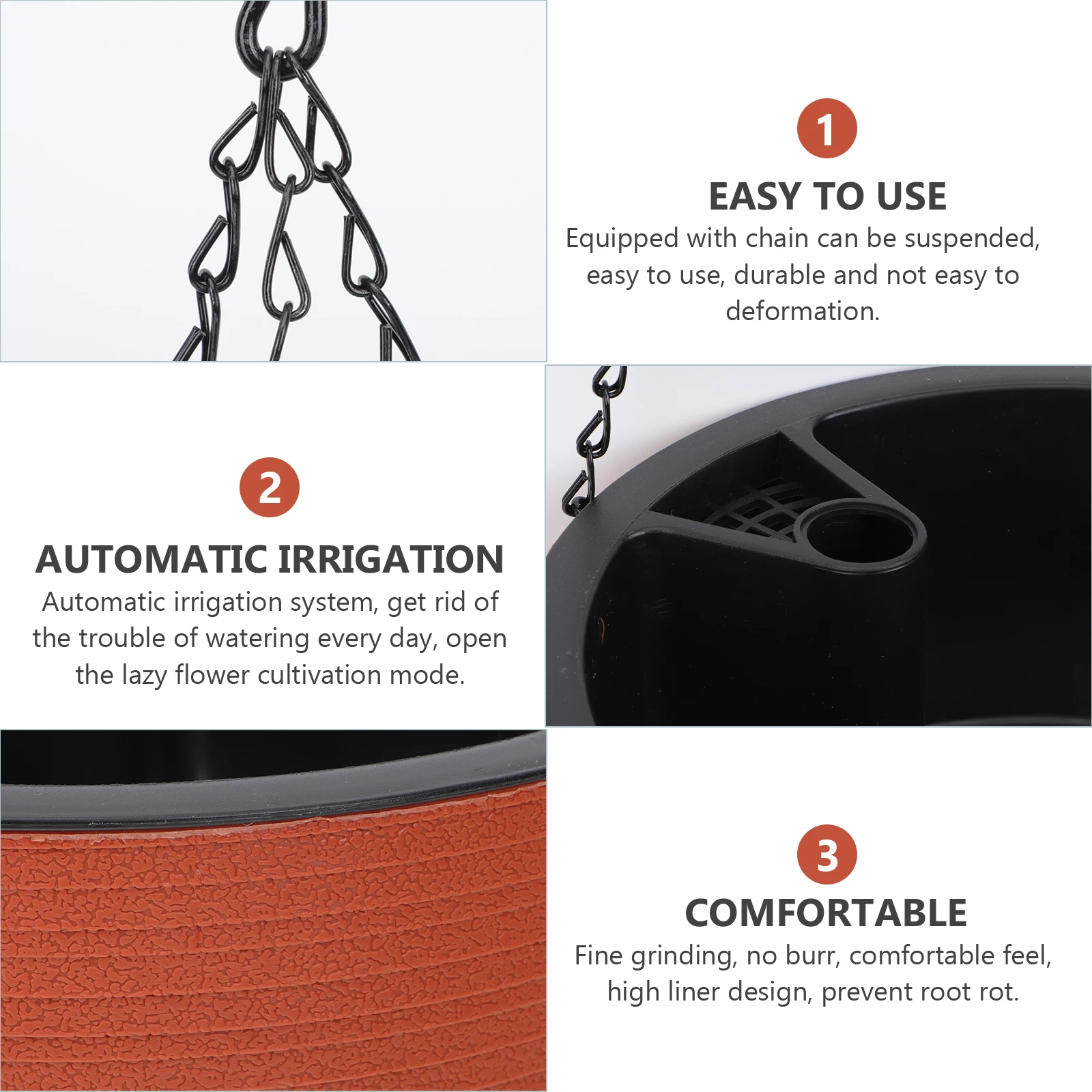 

1 set Chlorophytum Flowerpot Automatic Watering Hanging Plastic Plant Pot Durable Garden Supplies Outdoor Decor