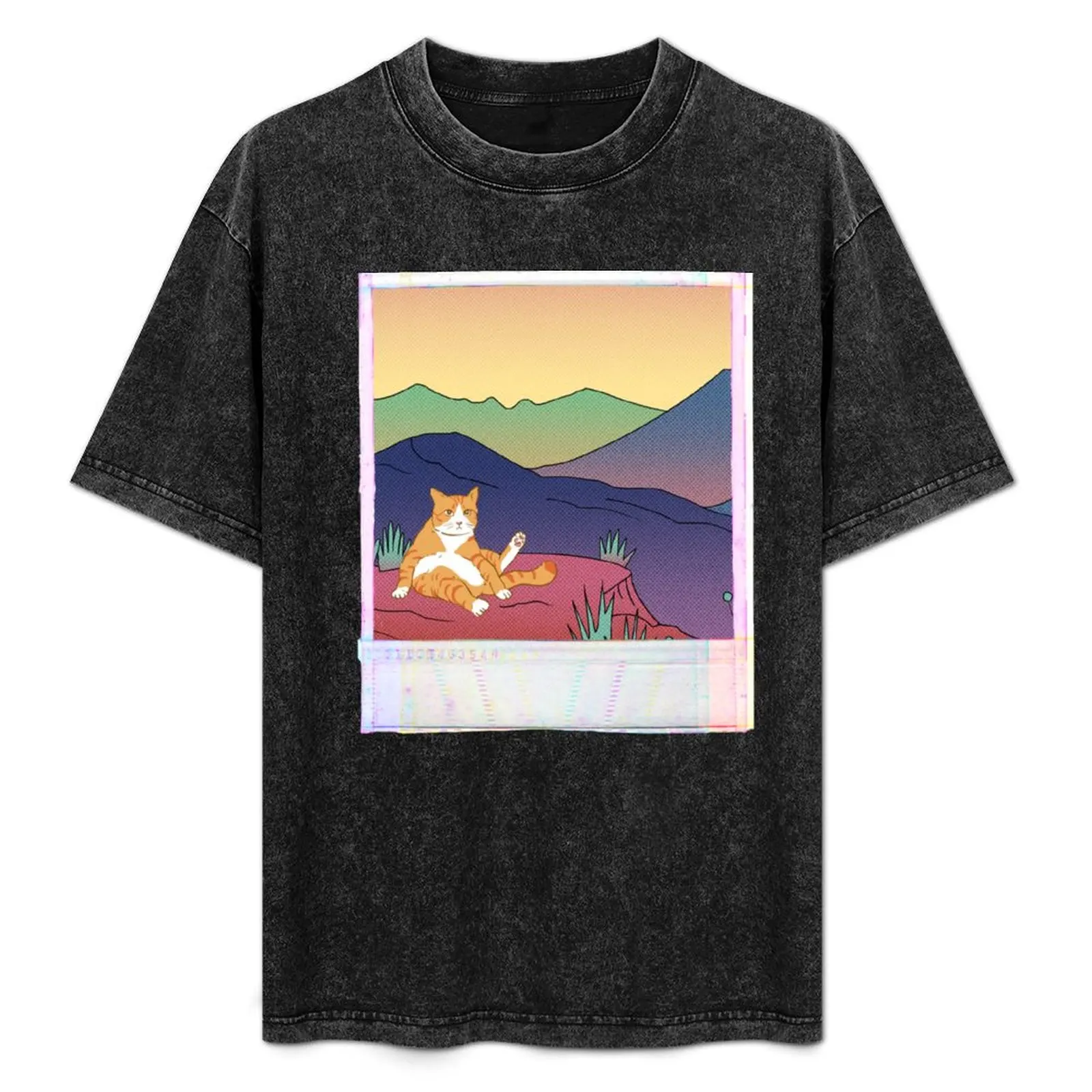 

Cat Watching Sunset Who Got Distracted by Self Care T-Shirt Durable Work Wear T-Shirt