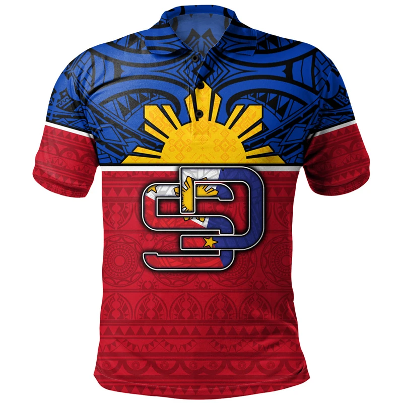 Men's Fashion 3D Philippines National Flag Printed Shirts Philippines National Hero Day Graphic Polo Shirts For Men Clothing Top