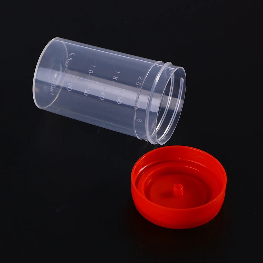 10pcs Sampling Cup Sample Cups Specimen Bottle Urine With Scale The Container Plastic Medical Measuring 60ml (Random Color)