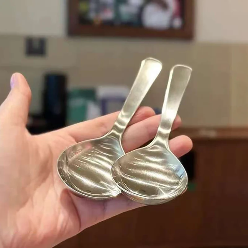 Stainless Steel Round Spoon Net Red Golden Dinner Long Handle Stirring Dessert Spoons For Kitchen Accessories Gadgets