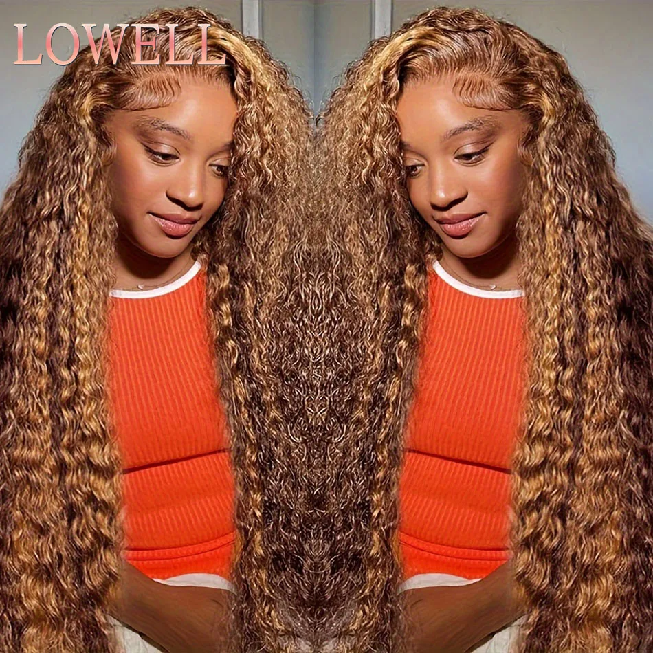 Honey Blonde Brazilian Curly wigs For Women Highlight Deep Wave Wig 13X6 13x4 HD Transparent  Lace Front Human Hair Wigs