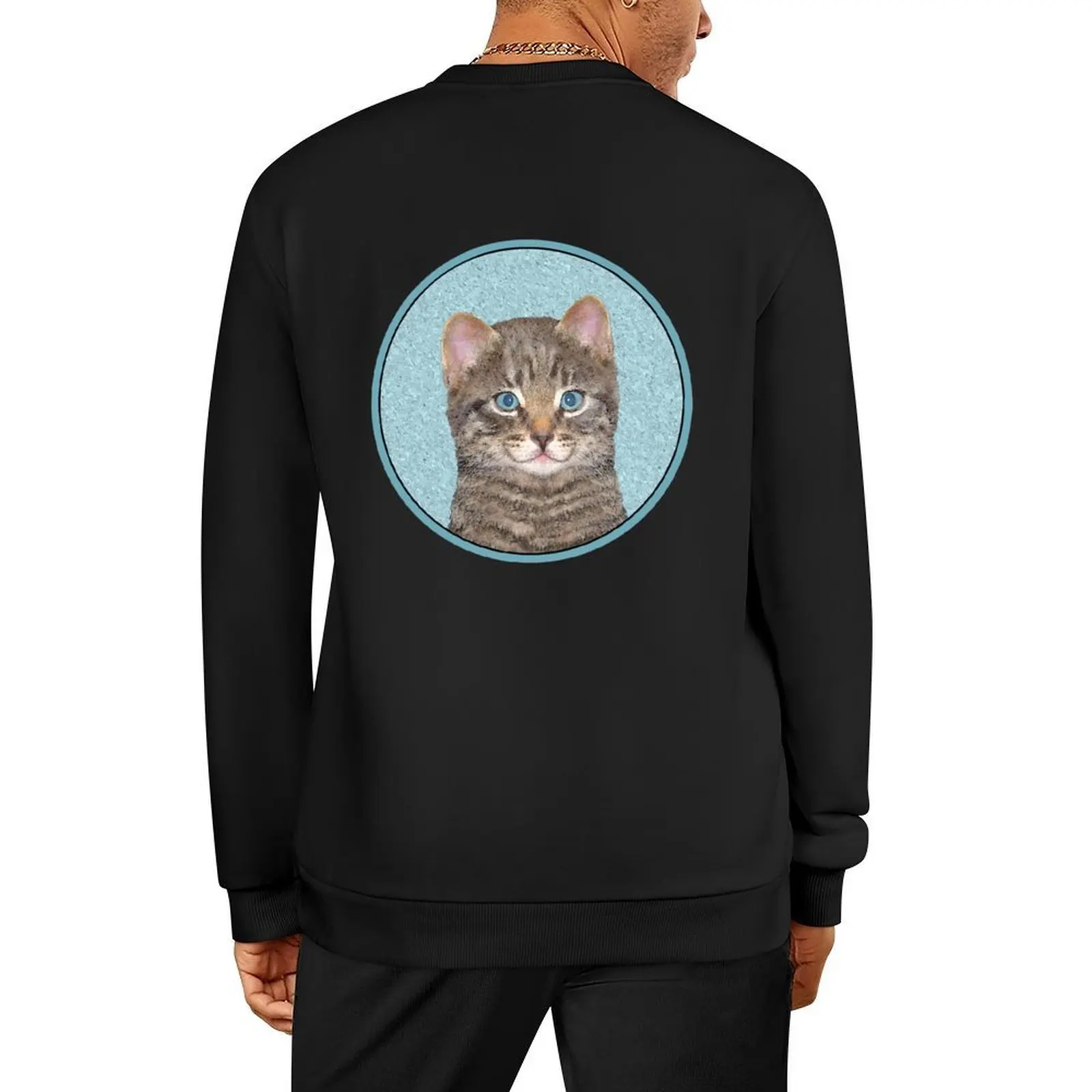 

Gray Tabby Cat Pullover graphic t shirts men tracksuit men korean clothes japanese style hooded sweatshirt