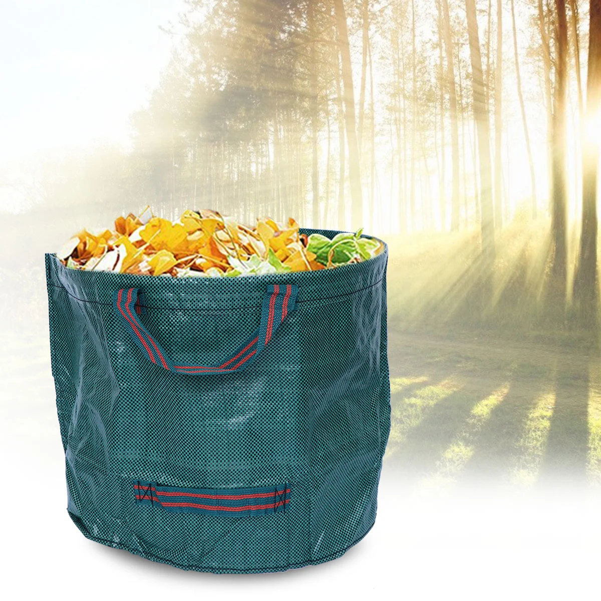 120L Gartentasche mit großem Fassungsvermögen, wiederverwendbarer Blattsack, Mülleimer, faltbar, für den Garten, Müll, Abfall, Sammelbehälter, Aufbewahrungstasche (grün).