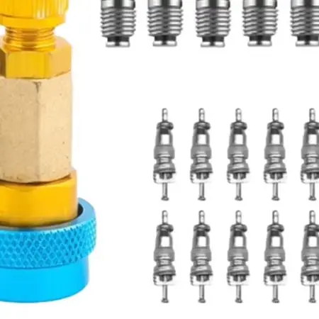 Aluminum Alloy Remover AC Valve Remover Set 118mm 4.6in Lightweight Automotive Tool Set Valve Core Removal 31-piece Tool Set