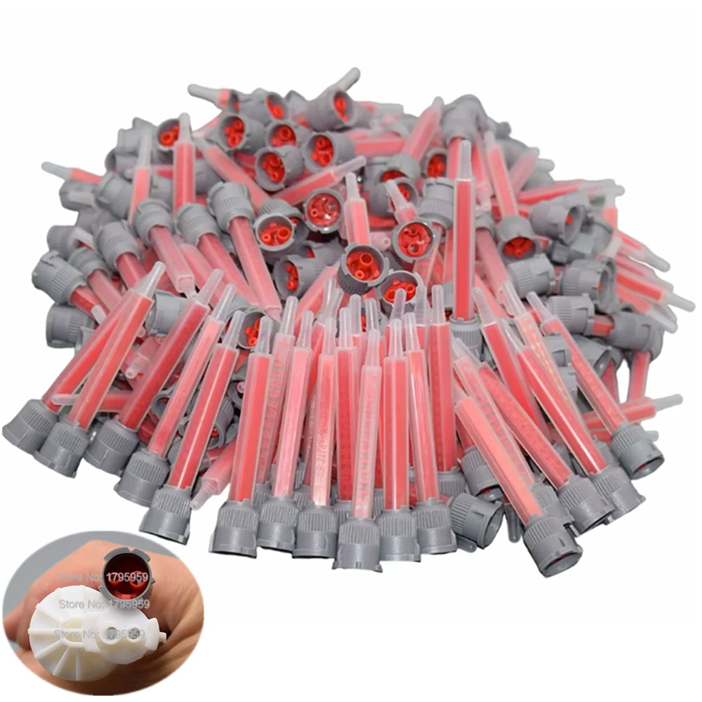 

200 Pieces Static Mixer AB Glue Mixed Tube 10:1 Dual Cartridge Mixing Nozzles Epoxy Adhesive Applicator Square Mixing Nozzle Set