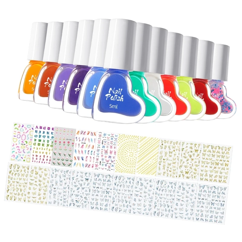 Nails Stickers Candy Color Nails Polish Set Nails Art Stickers for Women Girls