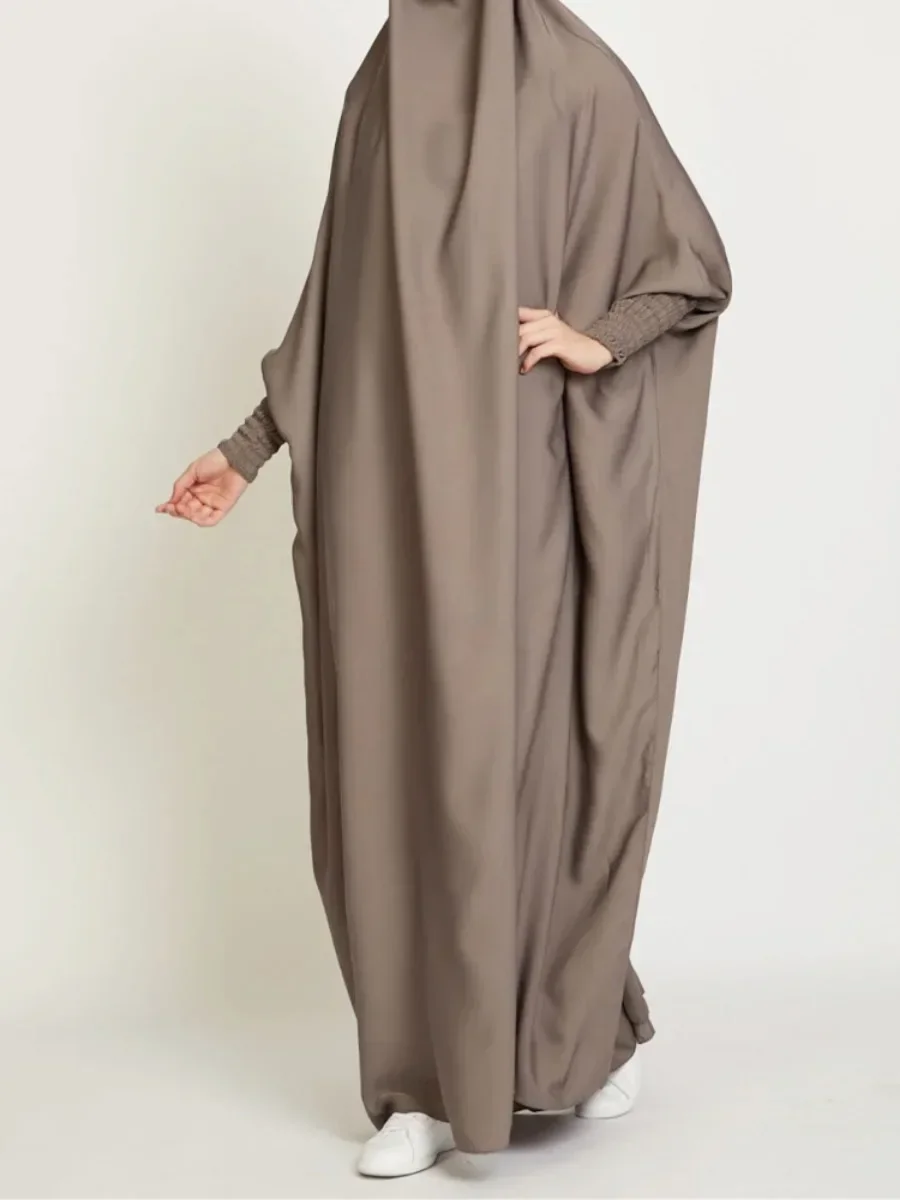 Eid Women prayer dress One Piece Jilbab Ramadan Muslim Hooded Prayer Garment Abaya Long Khimar Full Cover Gown Islamic Niqab