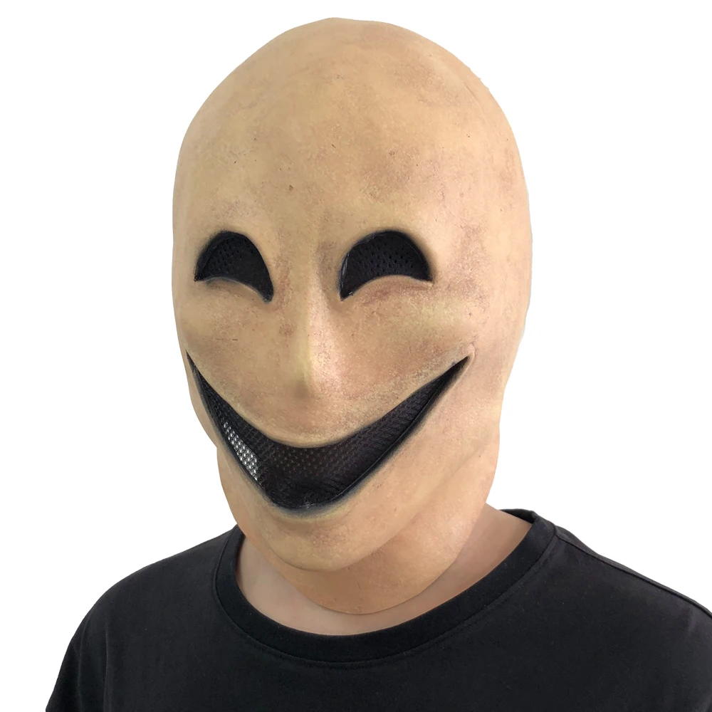 Horror Lächeln Kein Gesicht Mann Maske Cosplay Gruseliges Alien Monster Dämon Latex Helm Halloween Karneval Party Kostüm Requisiten Für Erwachsene