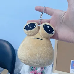 10cm New Pou Plush Pendant Game My Pet Alien Doll Pou Keychain Peripheral Toys Cute Pou Alien Soft Toys Keyring Bag Pendant Gift