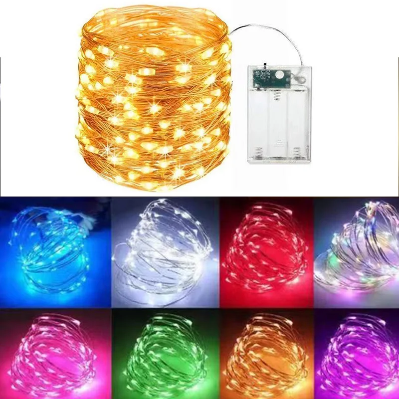30Leds 50Leds 100Leds Battery Operated Copper Wire LED String Lights Fairy Lamp for Holiday Christmas Wedding Decor