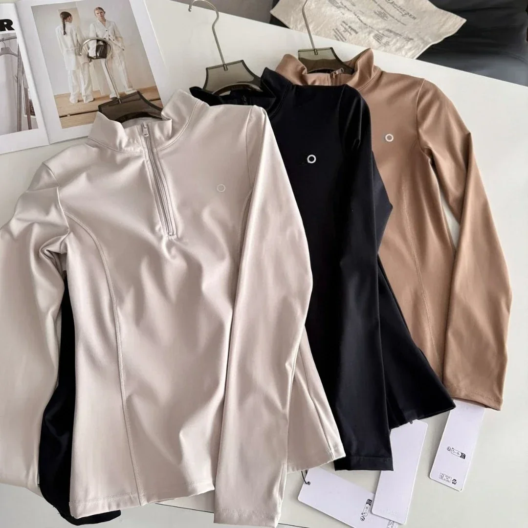 

Yoga Tops Women Long Sleeve Stand Up Collar Half Zip Shirts Top Casual Sports Slim Fit Solid Color Women's Pilates Top Fashion