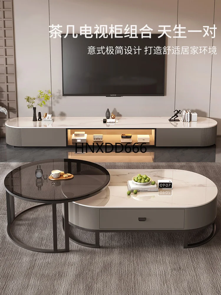 خزانة تلفزيون من البلاط الصخري لغرفة المعيشة، مجموعة طاولة القهوة الصغيرة