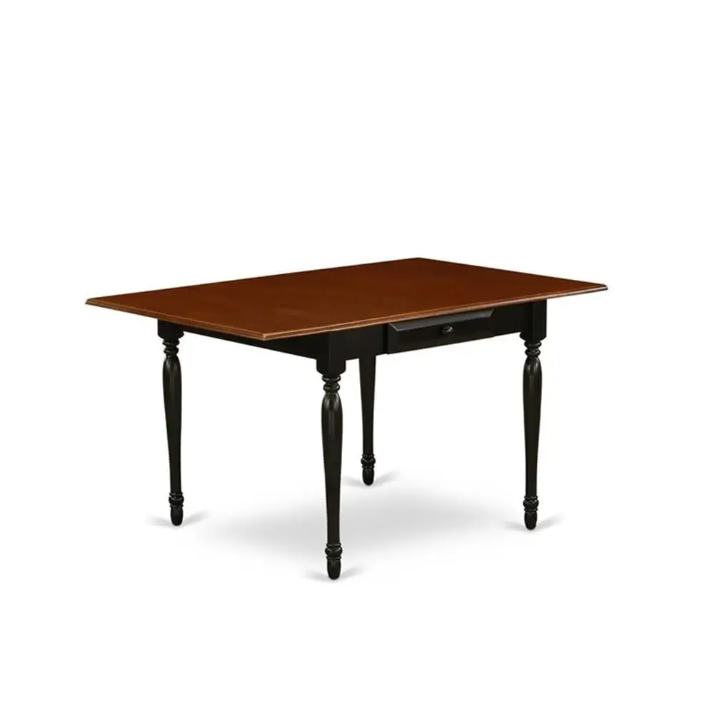 Modern 5 Piece Dining Set Rectangle Wooden Dropleaf Table & 4 Kitchen Chairs 36x54 Inch Black & Cherry, Customized