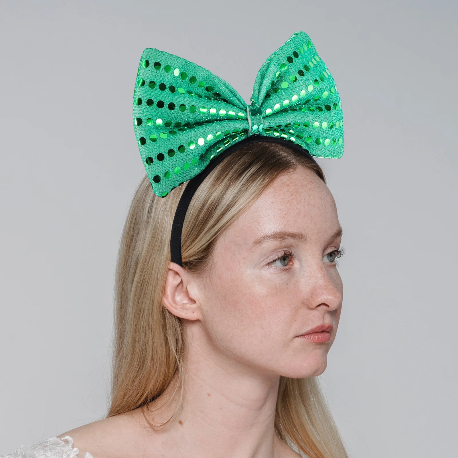 

Big Bowknot Hair Hoop Green Sequins Fine Women Hairband for Ladies Fashion Accessories Gift Idea Stable Pigment Nonfade