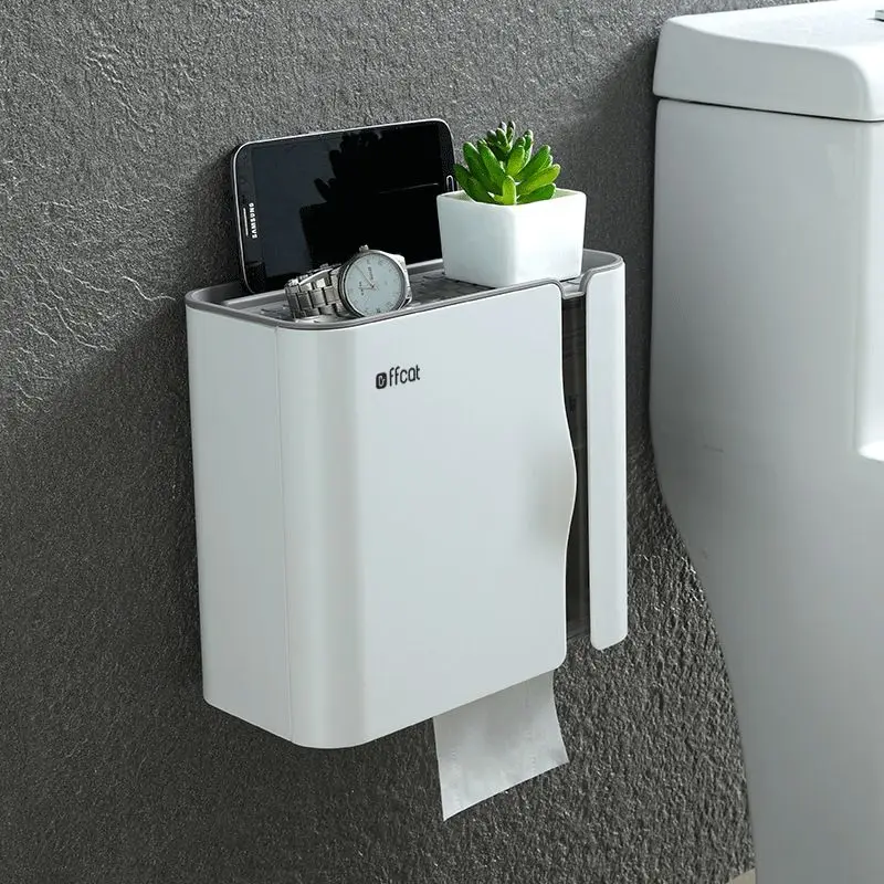 

Wall-Mounted No Drill Waterproof Bathroom Tissue Holder,Toilet Paper Roll Organizer Adhesive Storage Box for Bathroom Accessorie