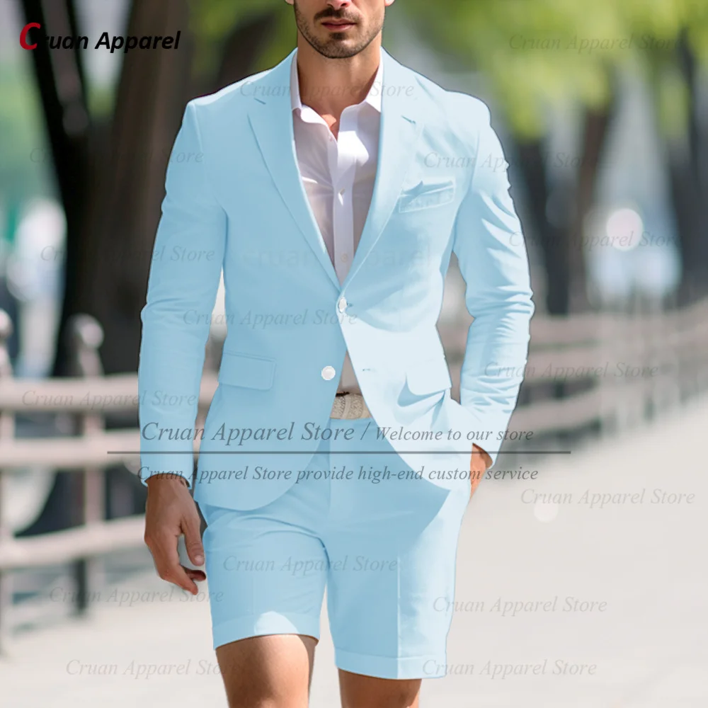 

Wedding Party Formal Suit For Male Evening Dinner Tailor-made Slim Fit Outfits Spring Summer Fashion Blazer Shorts Two Pieces