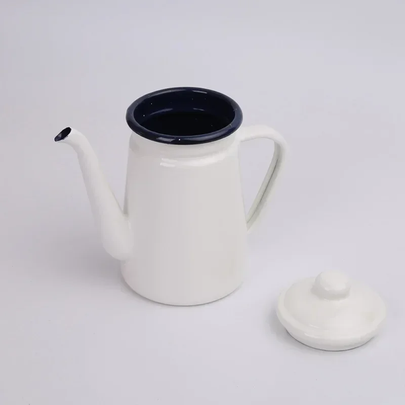 2024 New Fashion Coffee Pot Enamel Oil Pot Hand Tea Kettle Pour Over Coffee Milk Jug Coffee Pot Tea Maker