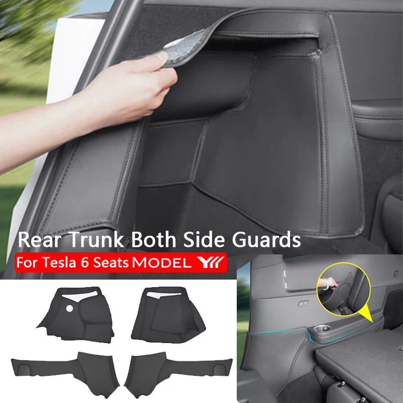 Beidseitige Kofferraumschutzabdeckungen für Tesla Model YL 6-Sitzer, Lederoberflächen-Eckenschutzabdeckung, Laderaumauskleidung, Schmutzschutzmatte – Detail 1