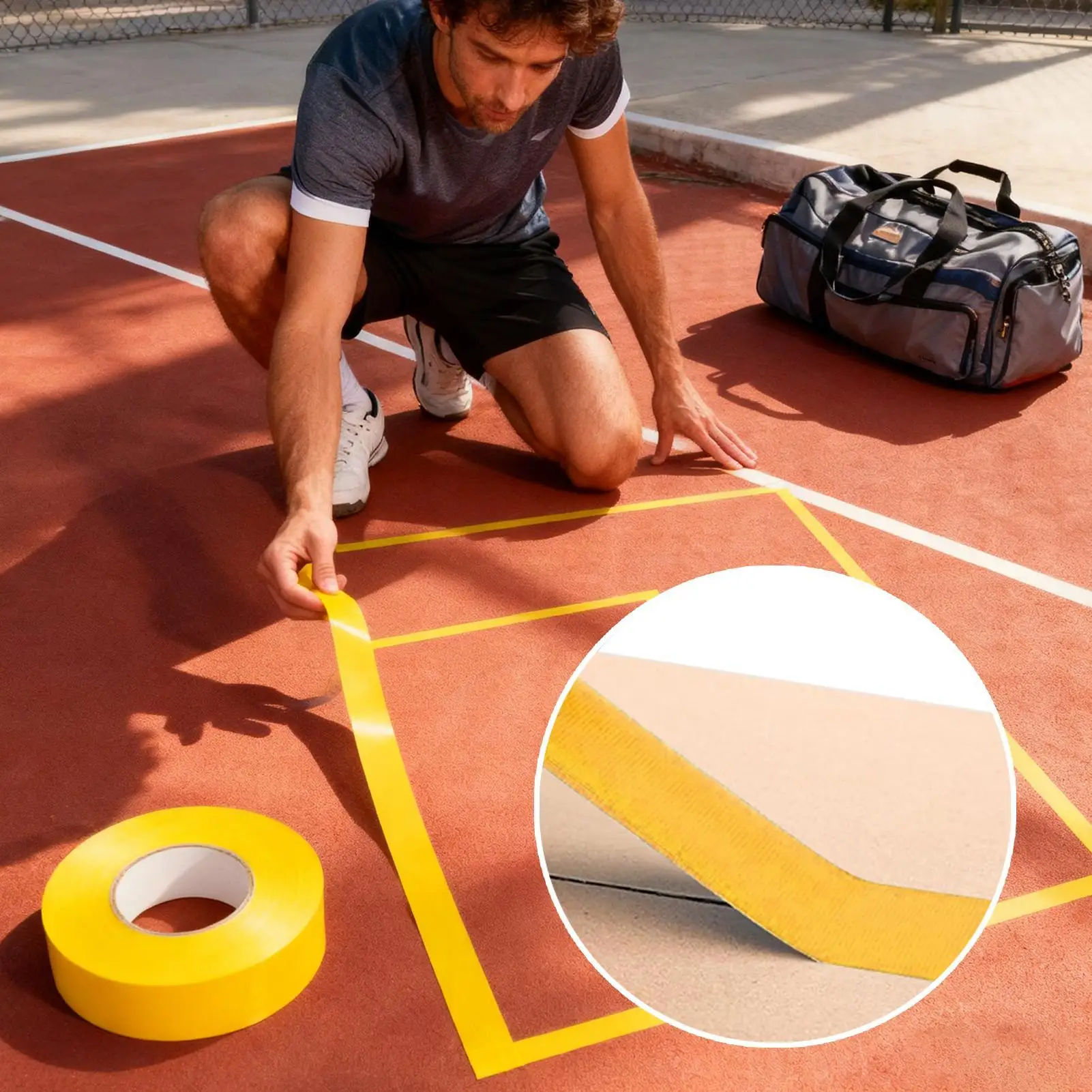 Bande de terrain de Pickleball 0.16x164 pieds, lignes d'entraînement flexibles, marqueurs de terrain de Pickleball pour Tennis, extérieur, intérieur, Golf, Badminton