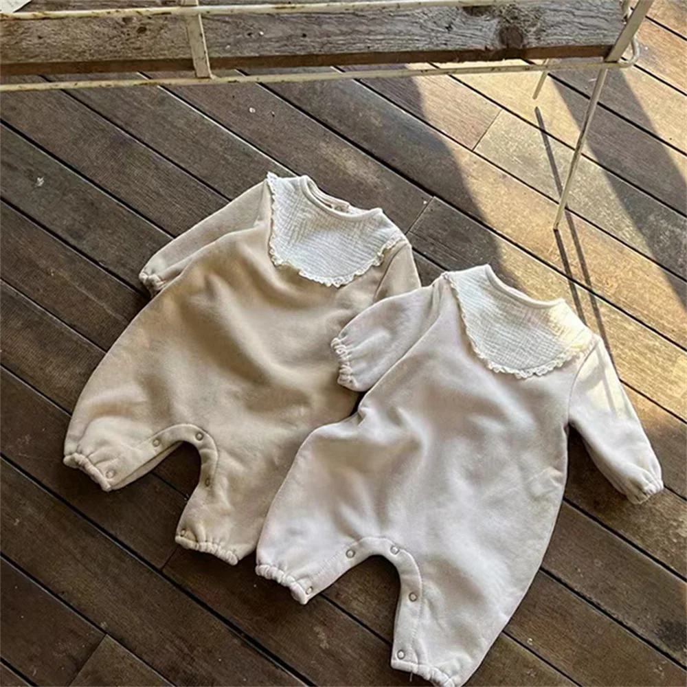 

Korean Baby Boy Girl Romper Winter Warm Fleece Inside Long Sleeve Jumpsuit Pants for 0-24Months Newborn Thicken Clothes