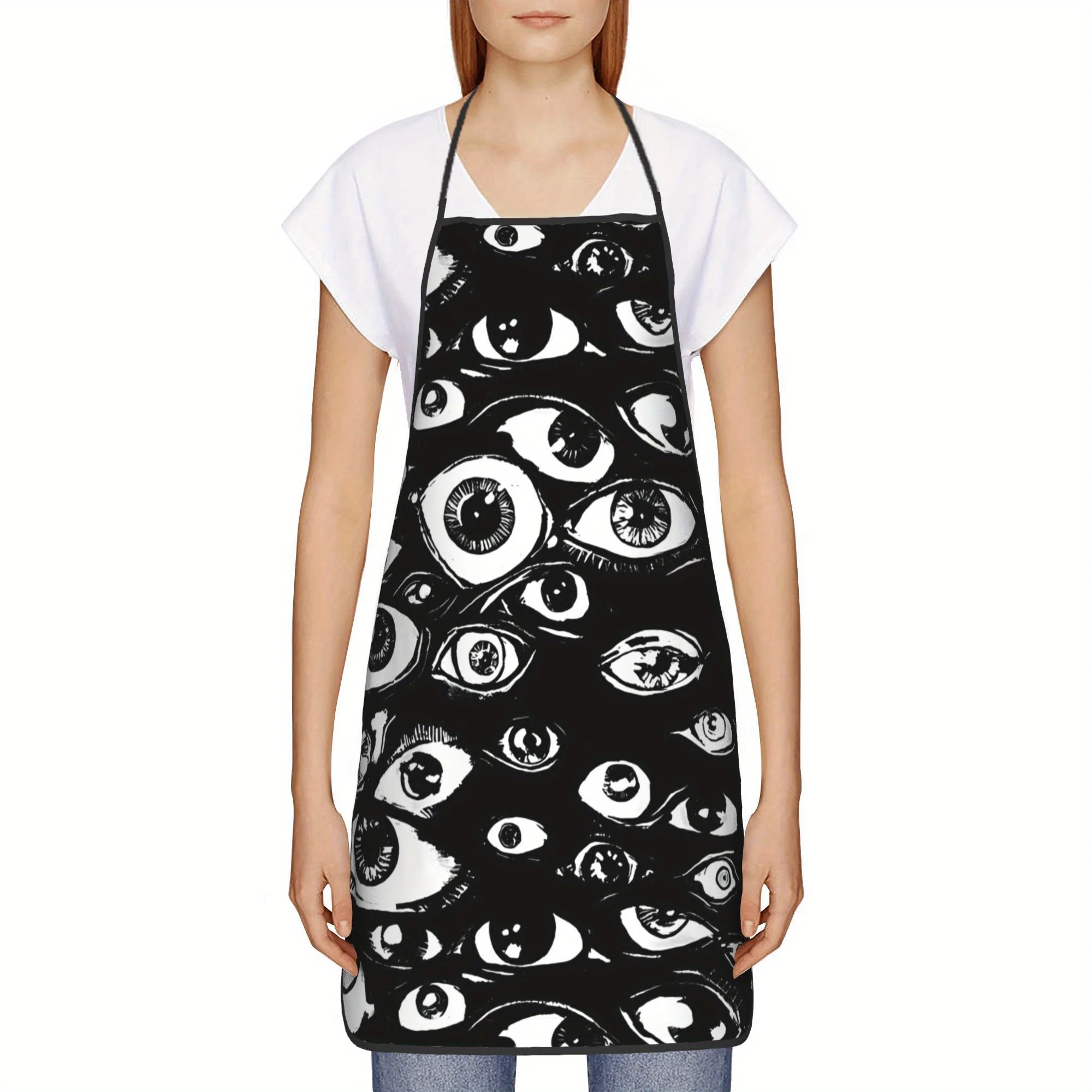 Funny The Evil Eyes IHorror Style Cooking Master Bib Aprons Men Women Unisex Kitchen Chef Tablier Cuisine for Cooking Baking