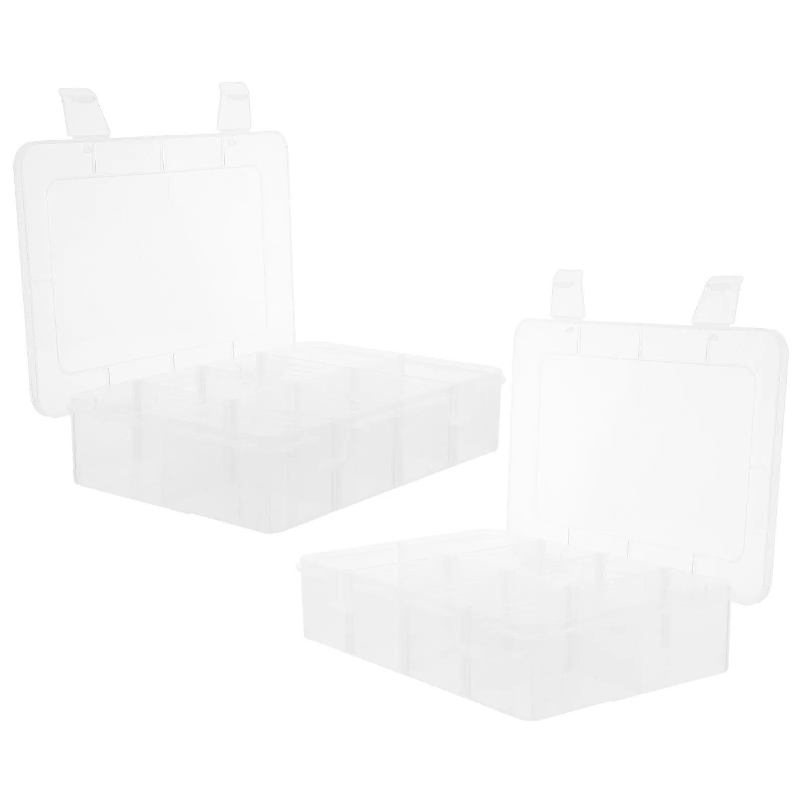 2Pcs Clear Plastic Storage Container 8-Slot Organizing Box with Detachable Compartments for Beads Candy Components Snacks