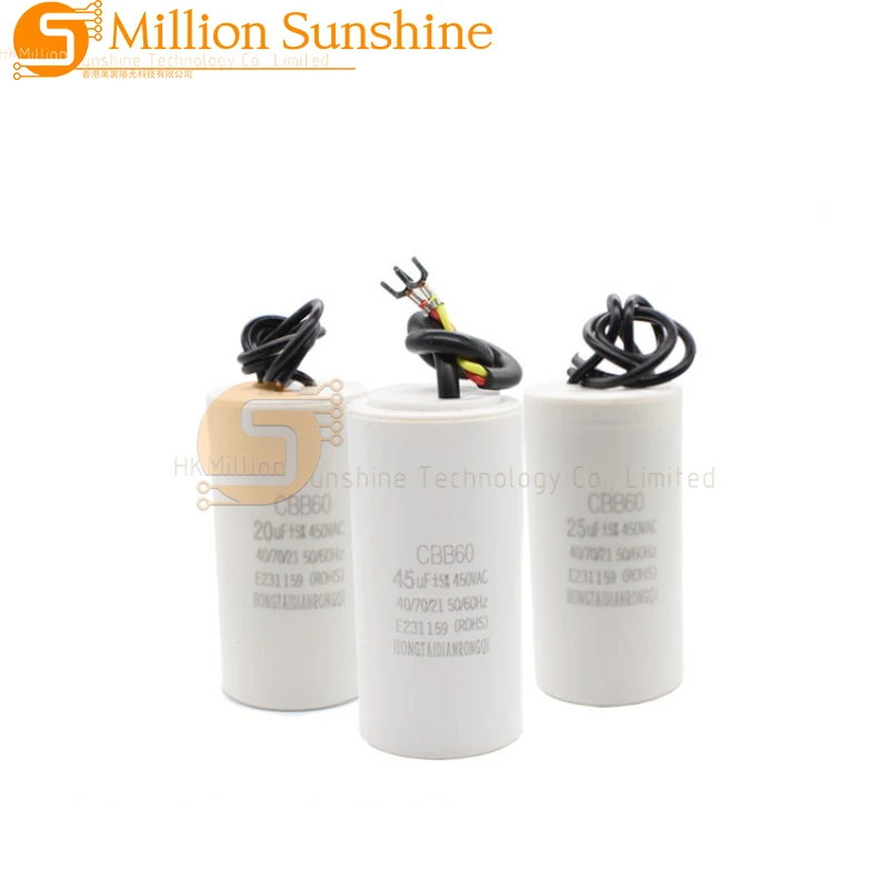 Motor Run Capacitors CBB60 450V AC Starting Capacitor 5% 3/4/5/6/8/10/12/14/15/16/18/20/25/30/40/45/50/60UF for Washing Machine