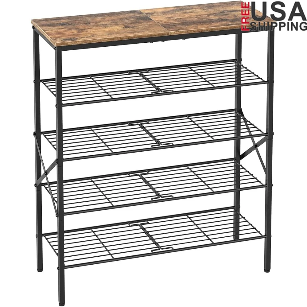 

5 Tier Shoe Rack Organizer Storage Stand Entryway Closet Free Standing Shoes Display Holder with Metal Mesh Shelves